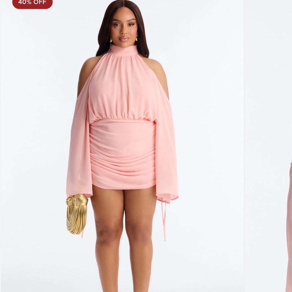 Elegant Pink Halter Dress